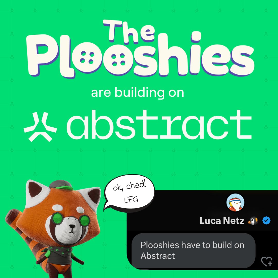 Abstract launches this month, and guess what? <a href="/ThePlooshies/">The Plooshies</a>  is the main gem on Abstract! 💎

Get ready for an unforgettable experience with the cutest NFTs on the platform! 

#ThePlooshies #NFTCommunity