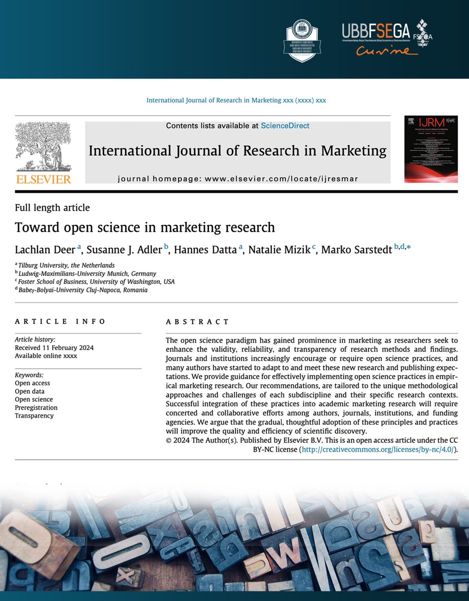 What does it take to make #marketing #esearch more transparent, reliable, and impactful? 🌍💡
Explore the latest study @ #UBBFSEGA #Research for practical insights on adopting #open #science practices. ✨
📖Read it here: doi.org/10.1016/j.ijre…