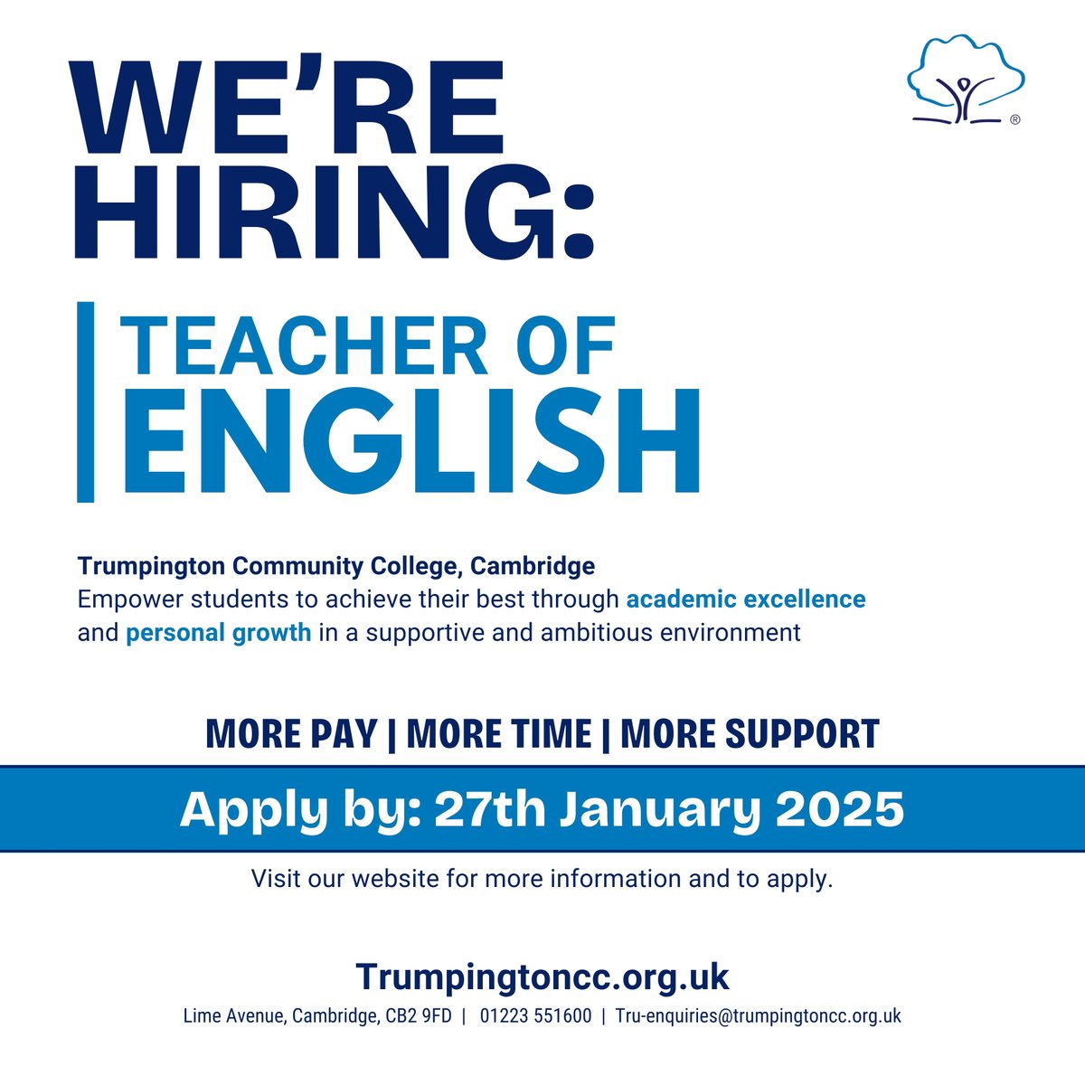 We're hiring passionate educators and professionals to shape the next generation of learners. Explore opportunities at our schools in Cambridge: 👉 Visit our website for more details and to apply.