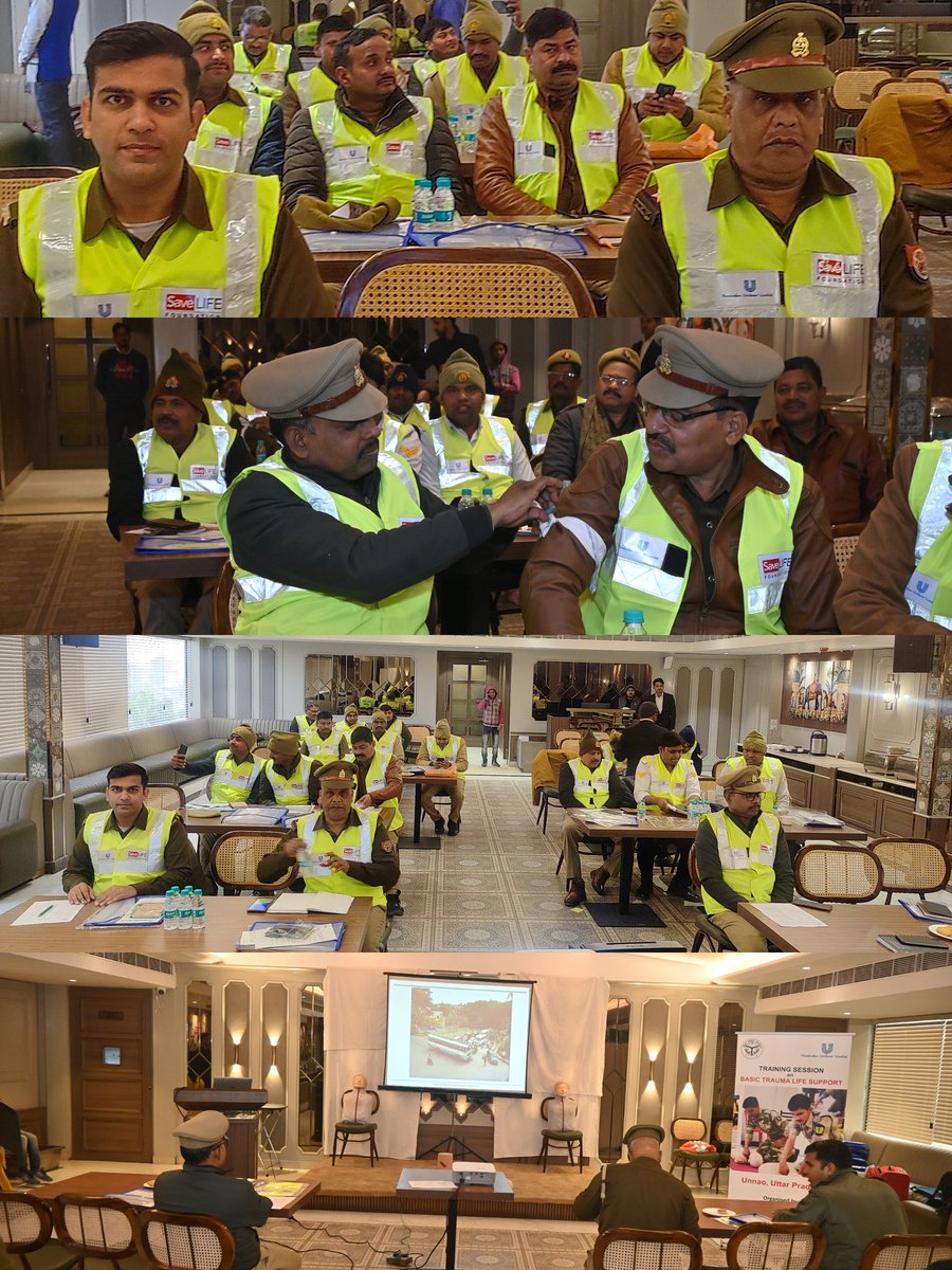 tpunnao's tweet image. आज दिनांक 16.01.2025 को सेव लाइफ फाउंडेशन आर्गेनाइजेशन की टीम द्वारा यातायात पुलिस, सिविल पुलिस व डायल 112 के अधिकारी/कर्मचारीयों को सड़क दुर्घटनाओ में घायलों के बचाव हेतु  बेसिक  ट्रॉमा लाइफ सपोर्ट ट्रेनिंग दी गई।
@Uppolice 
@uptrafficpolice 
@Igrangelucknow 
@unnaopolice
