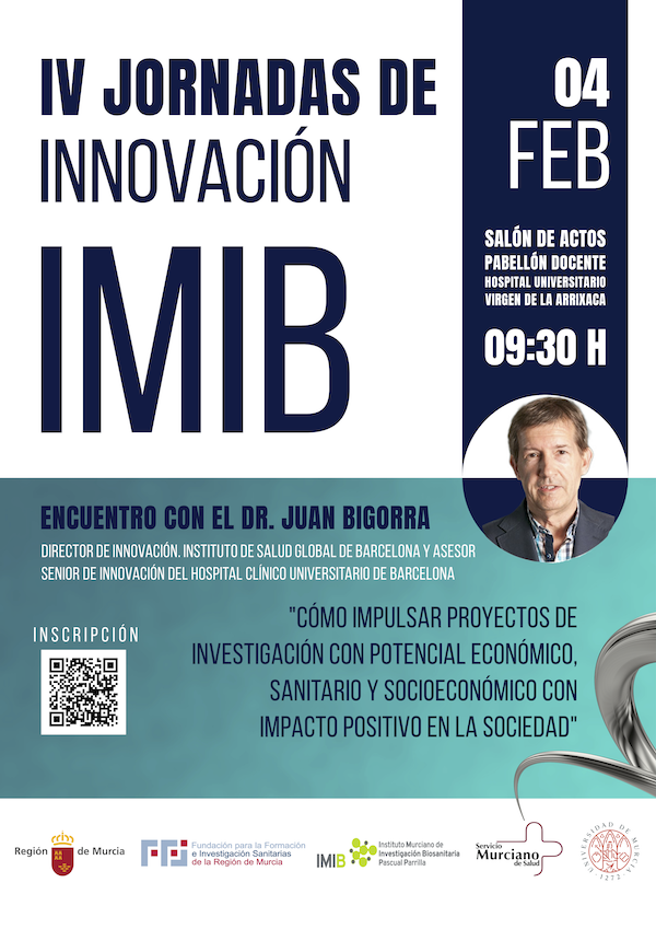 FFIS_CARM's tweet image. ✨ IV Jornadas de Innovación IMIB ✨
🗓 4 de febrero

👨‍🔬 Encuentro con el Dr. Juan Bigorra:
"Cómo impulsar proyectos de investigación con impacto positivo en la sociedad"

🔗 Inscríbete escaneando el QR del cartel o en nuestra web.

#Innovación #Ciencia #IMIB