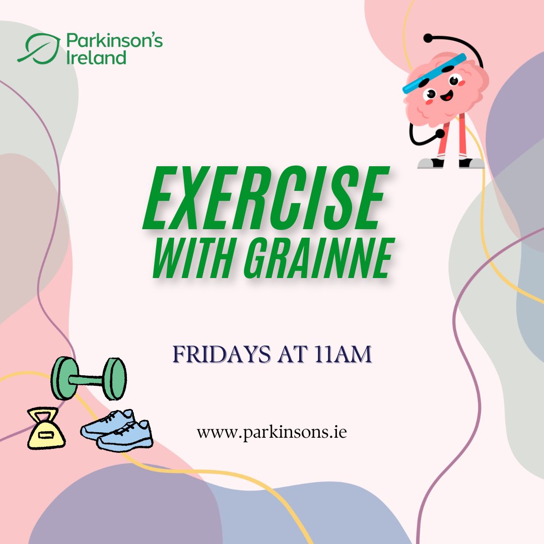 Exercise with Grainne takes place on Fridays at 11am via Zoom.

Please note there will be no class on January 17th and January 24th.

Classes with Grainne will resume as normal on Friday, January 31st.

Visit parkinsons.ie for more information on our zoom classes.