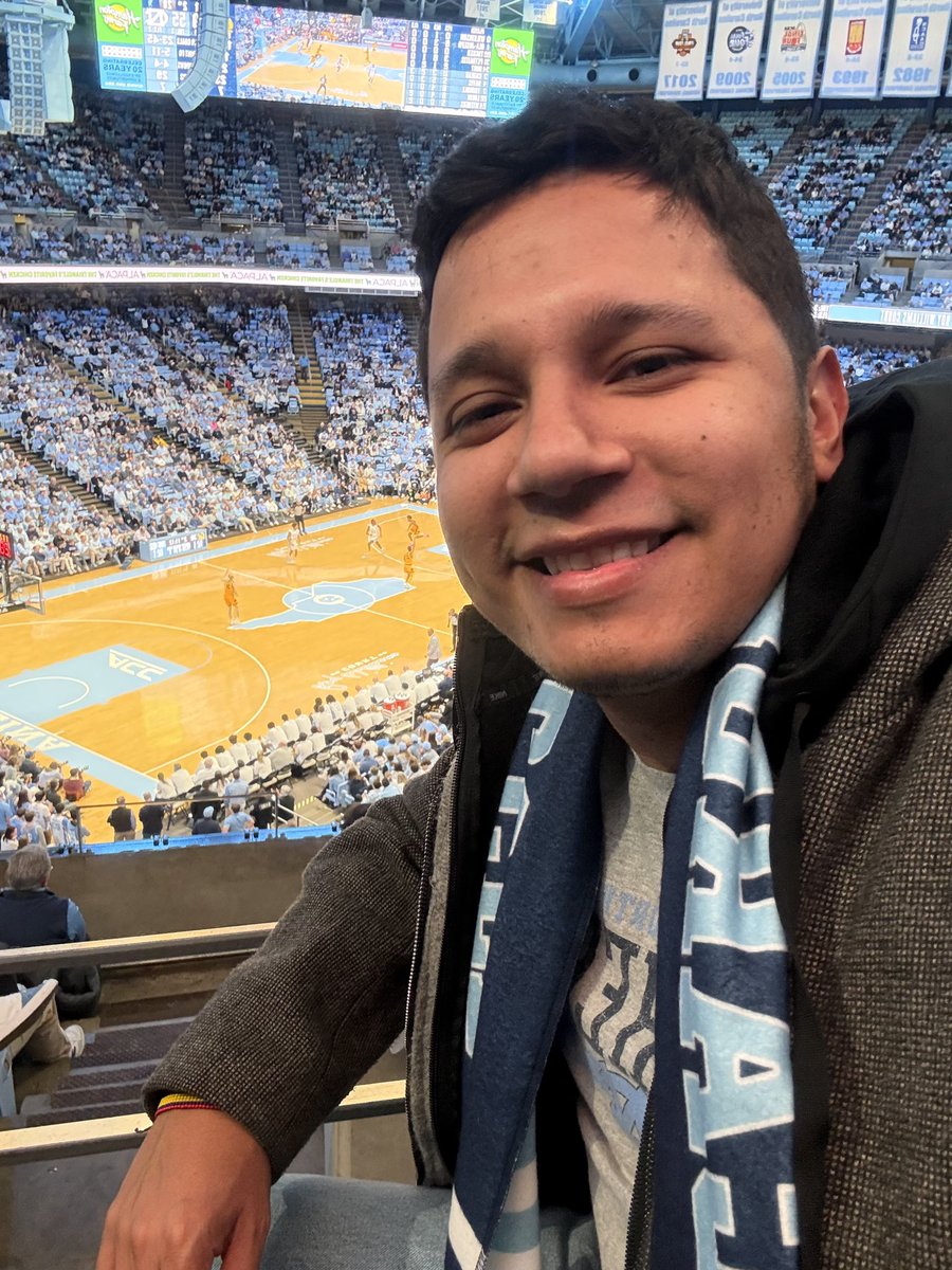 Profesor Lozada, our Spanish teacher, just moved here from Colombia. He’s been trying to decide which local team to support. We’re pretty sure his first trip to the Dean Dome sealed the deal for <a href="/UNC_Basketball/">Carolina Basketball</a>. <a href="/UNC/">UNC-Chapel Hill</a>  Go Heels! 🩵 #CreekLife <a href="/DurhamPublicSch/">Durham Public Schools</a>