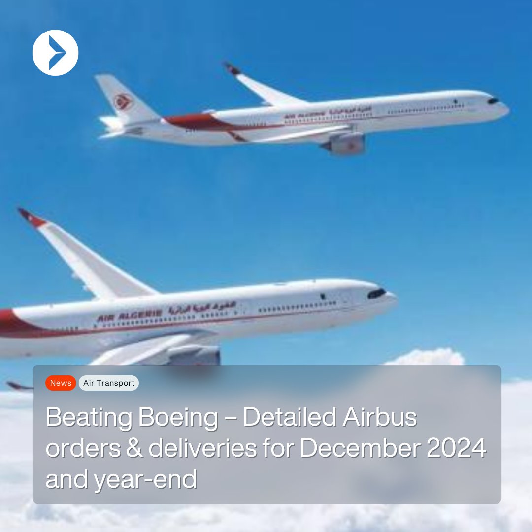 Airbus took the lead in 2024 for aircraft orders, but exactly how far ahead of Boeing were they?

Find out ➡️ aerospaceglobalnews.com/news/beating-b…

#Boeing #Airbus #Aircraft