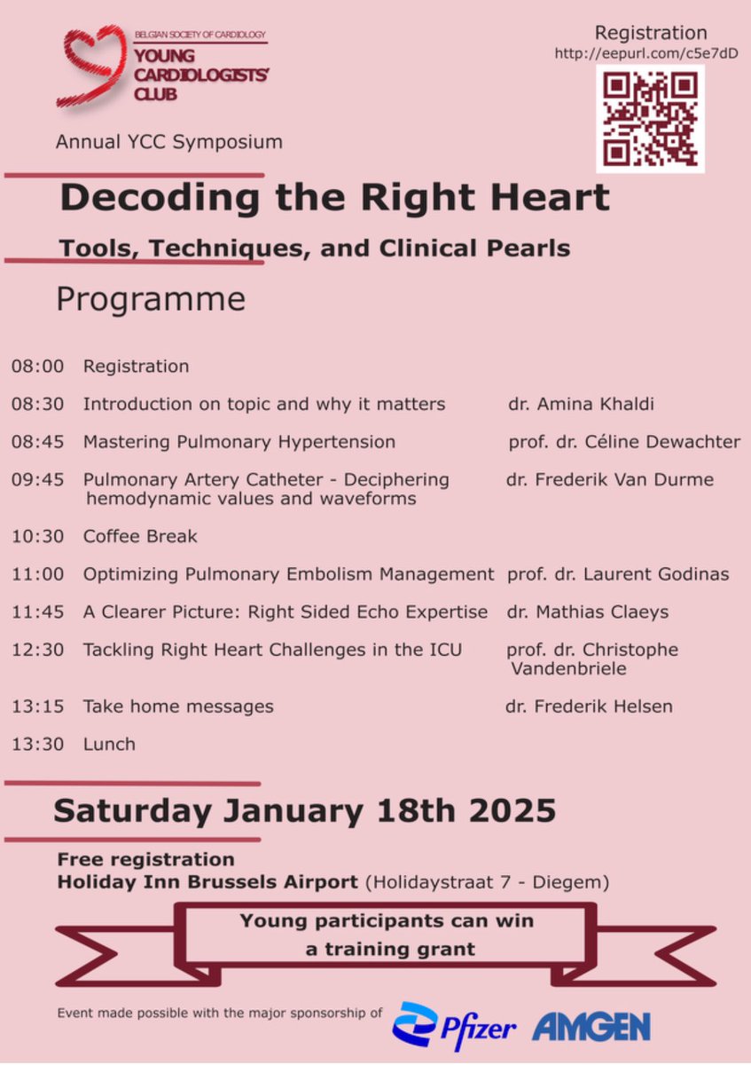 “Join us at the YCC Annual Symposium: Decoding the Right Heart - Tools, Techniques, and Clinical Pearls 🫀

📅 Saturday, Jan 18, 2025
📍 Holiday Inn Brussels Airport
💡 Expert talks, networking, &amp; training grant opportunities!

Register now for free: eepurl.com/c5e7dD