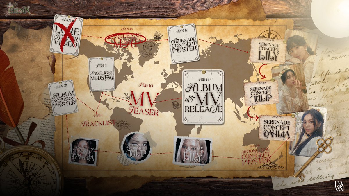 3TERNIX's tweet image. ㅤ

𝓔𝐓𝐄𝐑𝐍𝐈𝓧 ༊·˚
꒰ RELEASE MAP ꒱ 

The enchanting 𝗙𝗔𝗜𝗥𝗜𝗘𝗦
and alluring 𝗦𝗜𝗥𝗘𝗡𝗦 
awaits the 𝗋𝖾𝖺𝗅𝗆𝗌.

#EnchantressTheFirstAlbum 
#ToEternity #ETX
#ETERNIX #에터닠스
ㅤ