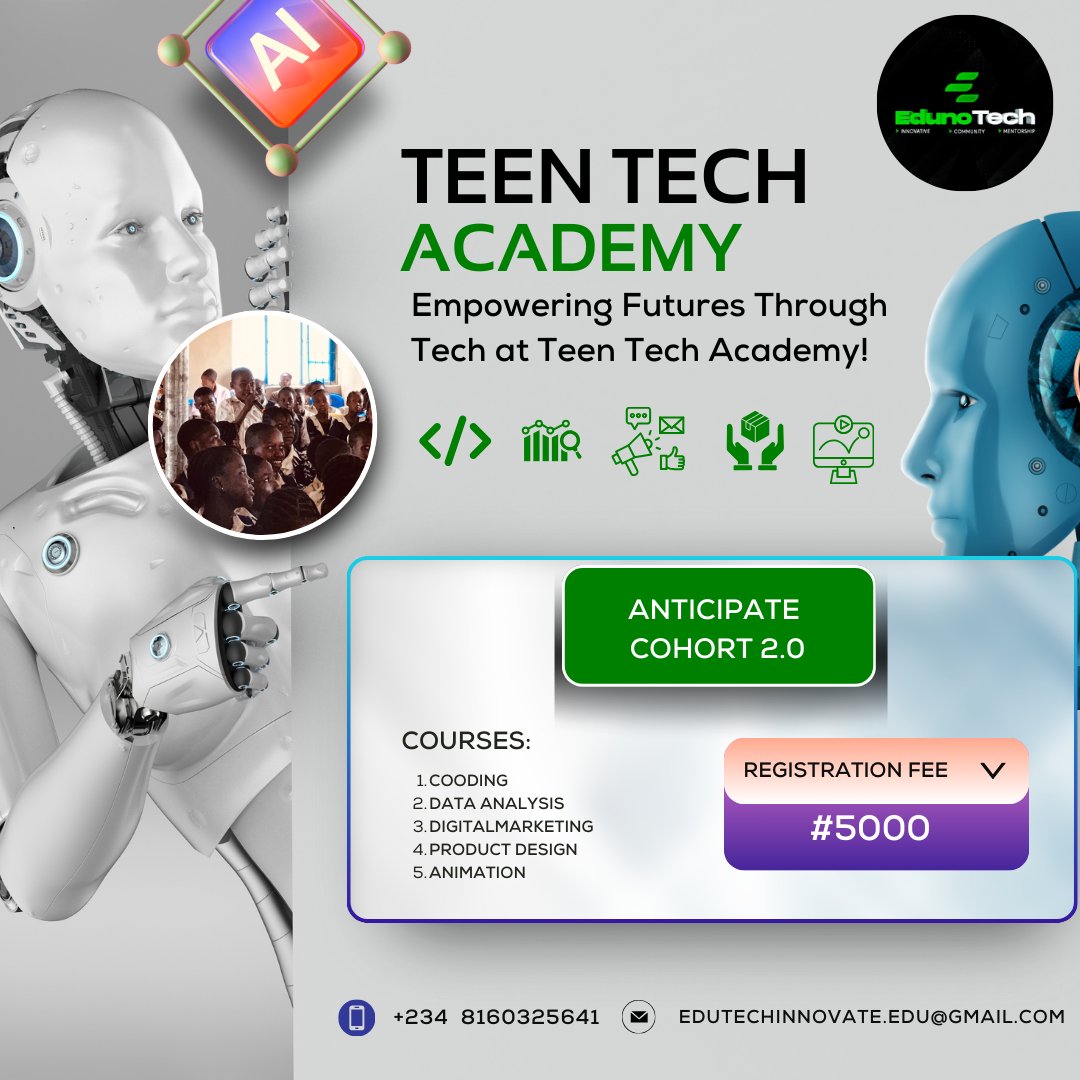 EdunoTech's tweet image. "TTA Coding has massively improved my capacity to think in coding aspects & sparked my interest in my career."
Hearing this from a student shows that our dream for Teen Tech Academy is becoming a reality!
#TeenTechAcademy #EdunoTech #CodingForTeens #YouthEmpowerment