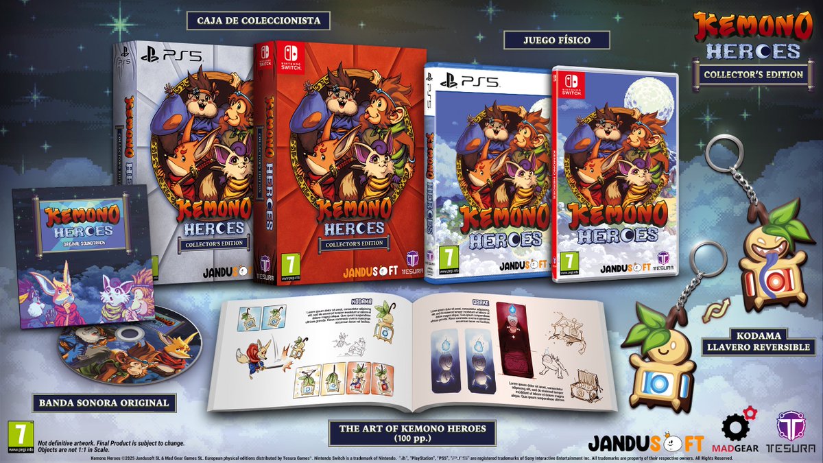 TesuraGames's tweet image. 🦊 KEMONO HEROES 🐵

El run&apos;n gun 16-bits de acción y aventura lateral en el que jugaremos como 4 peludos Maestros Ninja se acaba de anunciar en formato físico para #PS5 y #Switch.

¡Resérvalo ya en Edición Estándar y Coleccionista para jugar con cuatro amigos en su Modo Coop!