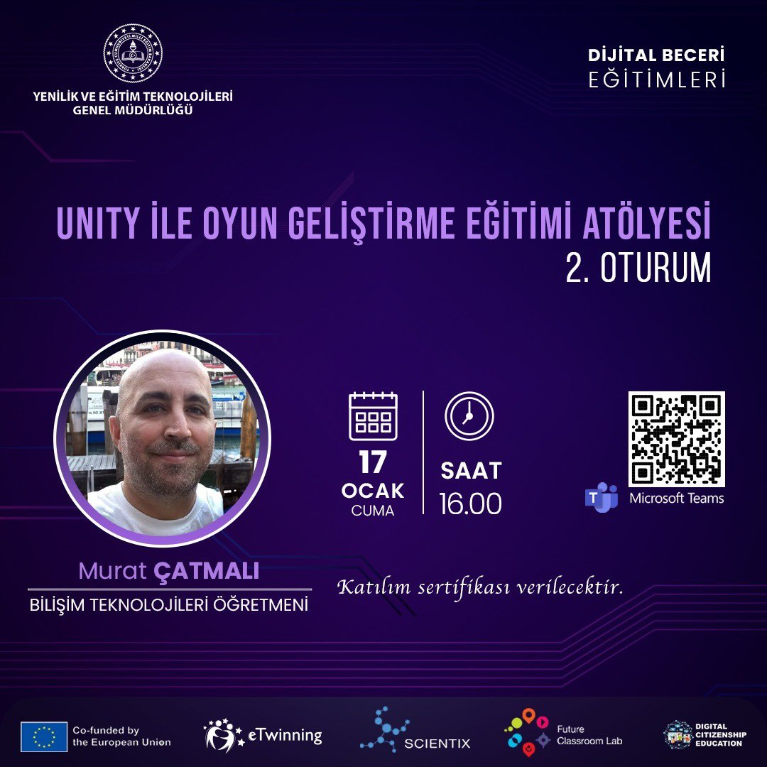 Fatih Projesi - Ordu (@ordufatihpro) on Twitter photo Unity ile Oyun Geliştirme Eğitimi Atölyesi 2. Oturum
📚 Murat ÇATMALI
📆 17 Ocak 2025 Cuma
⏰ 16.00
🔗 meb.ai/TmHMJY
✅ Toplantı ID/Kod:332 366 875 844/2H54Kq3p
#egitimkentiORDU
#Ordu
<a href="/tcmeb/">Millî Eğitim Bakanlığı</a> <a href="/Yusuf__Tekin/">Yusuf Tekin</a> <a href="/TCOrduValiligi/">Ordu Valiliği</a> <a href="/CelileErenOKTEN/">Celile Eren ÖKTEN</a> <a href="/Ordu_MEM/">Ordu İl Millî Eğitim Müdürlüğü</a> <a href="/mfvargeloglu/">MEHMET FATİH VARGELOĞLU</a> Unity ile Oyun Geliştirme Eğitimi Atölyesi 2. Oturum
📚 Murat ÇATMALI
📆 17 Ocak 2025 Cuma
⏰ 16.00
🔗 meb.ai/TmHMJY
✅ Toplantı ID/Kod:332 366 875 844/2H54Kq3p
#egitimkentiORDU
#Ordu
<a href="/tcmeb/">Millî Eğitim Bakanlığı</a> <a href="/Yusuf__Tekin/">Yusuf Tekin</a> <a href="/TCOrduValiligi/">Ordu Valiliği</a> <a href="/CelileErenOKTEN/">Celile Eren ÖKTEN</a> <a href="/Ordu_MEM/">Ordu İl Millî Eğitim Müdürlüğü</a> <a href="/mfvargeloglu/">MEHMET FATİH VARGELOĞLU</a>