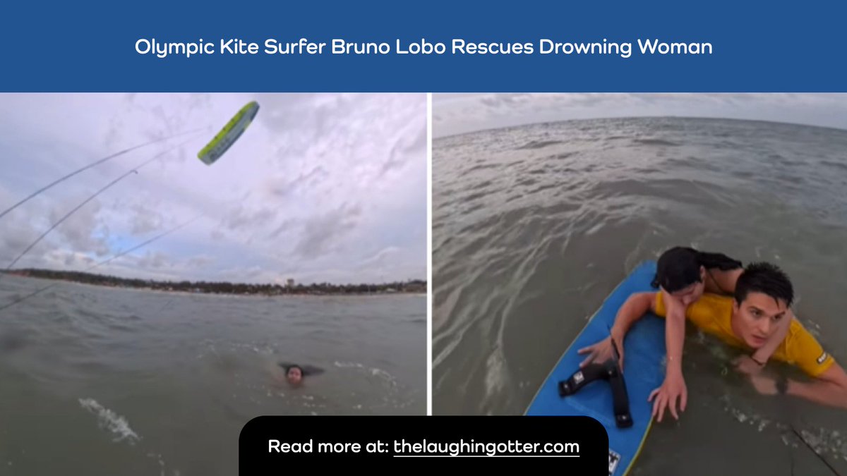 🏄‍♂️✨ Olympic kite surfer Bruno Lobo saved a drowning woman, calling it divine purpose: "God used me as an instrument." 🌊🙏 A true act of courage and heart! 💛 #HeroicActs