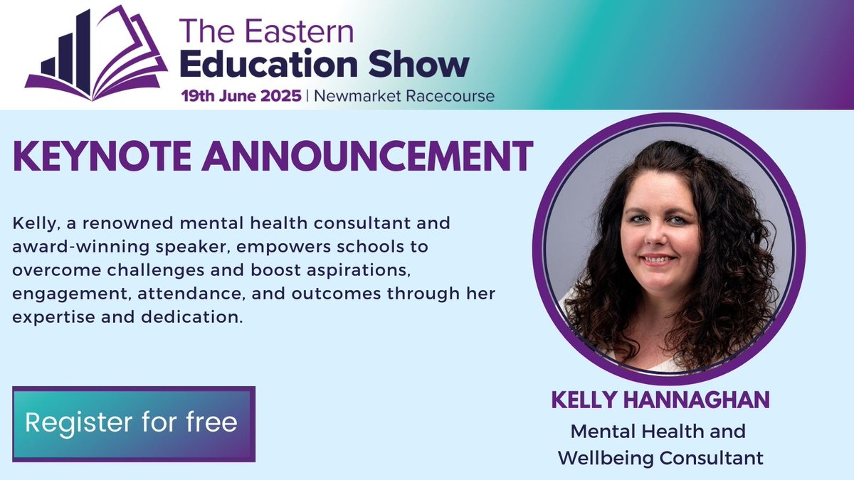 RegionalEdShows's tweet photo. We’re thrilled to welcome Kelly Hannaghan to the #EasternEdShow! 🌟
As a renowned mental health and wellbeing consultant, she'll share her insights on helping individuals in education thrive.
✅ It's all FREE!
💷 £20 travel contribution
https://t.co/jl2o2yEidV @mindworkmatters https://t.co/hF6D2Jf7sX