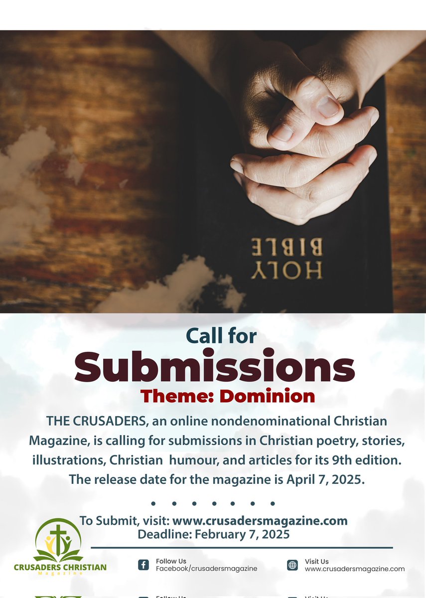 PPBlessing's tweet photo. We look forward to reading your submissions. 🥂
#Crusaders
#writingforJesus
#evangelism https://t.co/aG2XlPHW6e