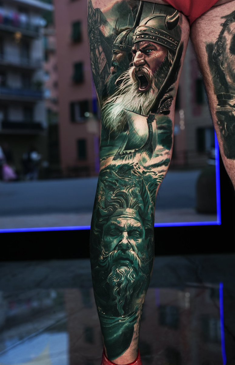 SilvanoFiato's tweet photo. @SilvanoFiato Full leg Viking theme❤️
Let me know if you like it❤️
#tattos #inkart #realism #colortattoos https://t.co/Fg7tDkyNhW