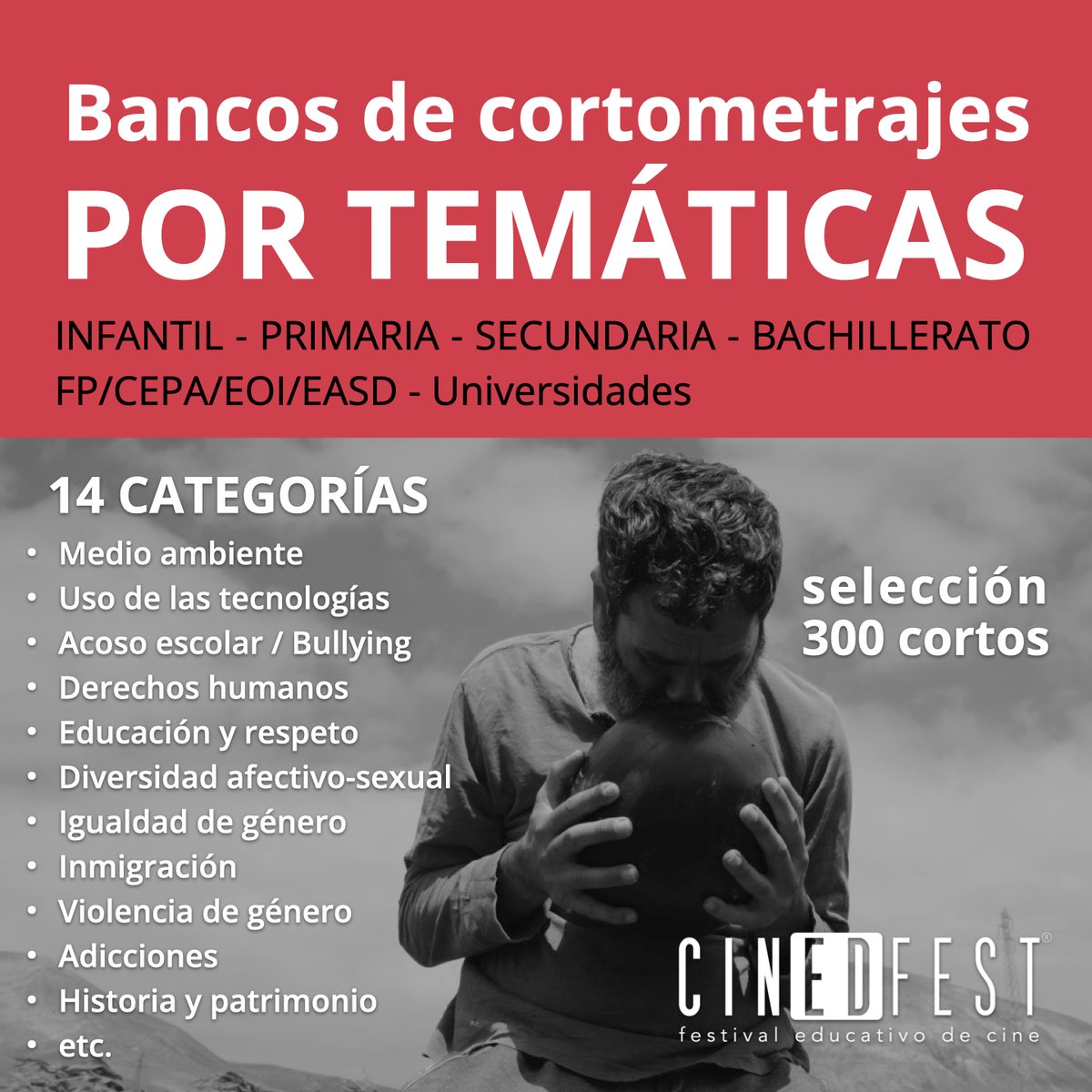Ya pueden disfrutar en la web de Cinedfest de los bancos de cortos por temáticas Cinedfest, un nuevo recurso didáctico que ofrece una selección de 300 cortos catalogados por valores y temáticas con vinculación a las ODS con el que el profesorado puede trabajar en el aula.