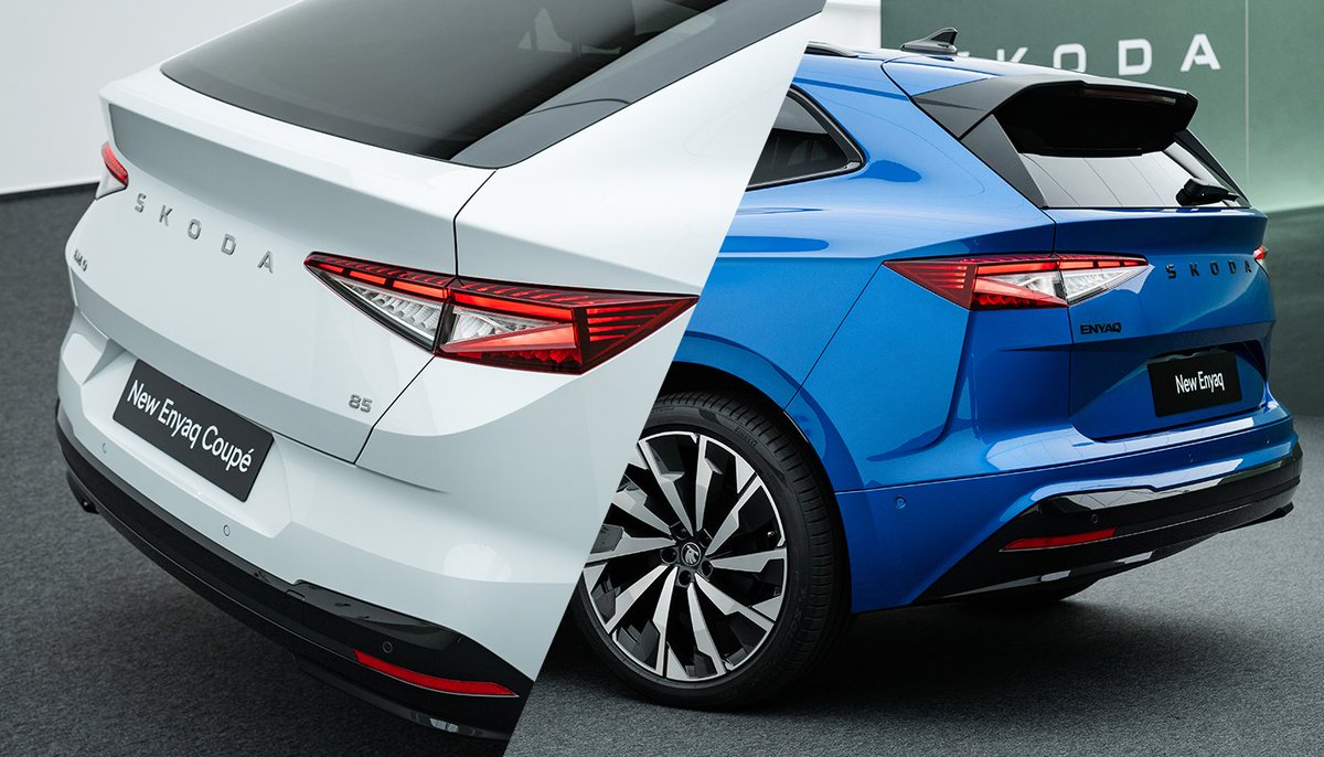 Nová Škoda Enyaq a Škoda Enyaq Coupé mají díky designovému jazyku Modern Solid dynamický vzhled. Oba modely se pyšní vylepšenou aerodynamikou, která umožňuje delší dojezd. Podívejte se, jak bude vaše vysněná Škoda Enyaq vypadat: bit.ly/novy_enyaq_kon…