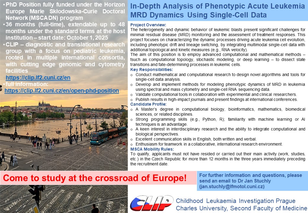 MSCA Doctoral Network funded PhD position open in our research group studying acute leukaemia. We offer: exciting project, supportive team environment, competitive stipend, and guaranteed friendly treatment! Check out the flyer below ⬇️ #PhDposition #ScienceJobs #Research