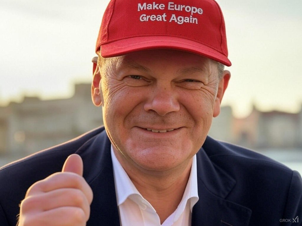 Scholzing war gestern – heute wird getrumpft: “Ich mache Europa wieder großartig!Make Europe Great Again!” 
#satire #makeeuropegreatagain #Olaf Scholz