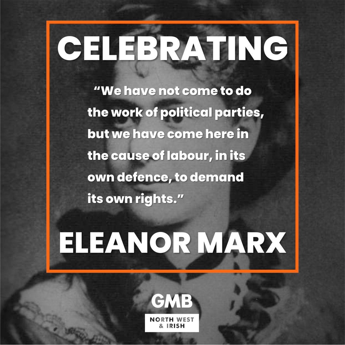 🌟 On this day 170 years ago, Eleanor Marx—co-founder of our union—was born.

A trailblazer for justice, equality &amp; the 8-hour working day, she also mentored Will Thorne, helping draft GMB’s first constitution. Thorne said, “She helped me more than anyone.” 🙏

Today, we