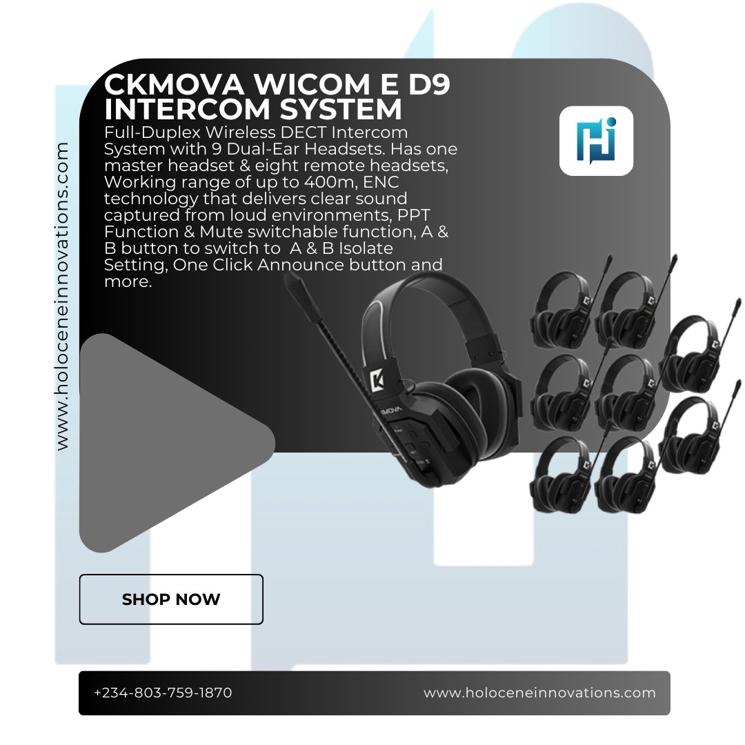 holoceneinnovat's tweet image. The CKMOVA Wicom E D9 Intercom System is your go-to solution for seamless communication in any environment.

Click link in bio to visit our website

Call +2348037591870 or +2349167019000 for enquiries 

#ckmova #equipment #wirelessintercom #team #easycommunication #productiongear