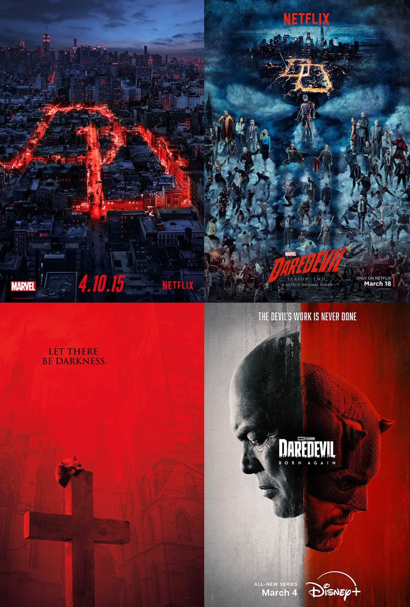 پوستر هر چهار فصل سریال Daredevil کلاس درسیه برای خودش 🔥