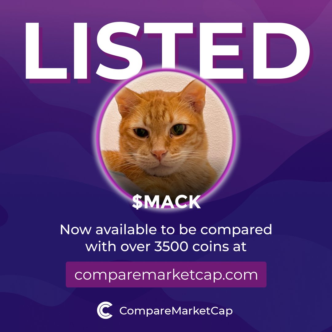 comparemcap's tweet photo. $MACK is now listed on https://t.co/HvOB84lFBt!

📈$7.9M
💸$0.01

Check Mack the Meowing Cat on:
Website: https://t.co/u2JEzTpxZx
X: @mackthecatsol
Telegram: https://t.co/AfKSzaRSBU https://t.co/FC0KYWmNw4