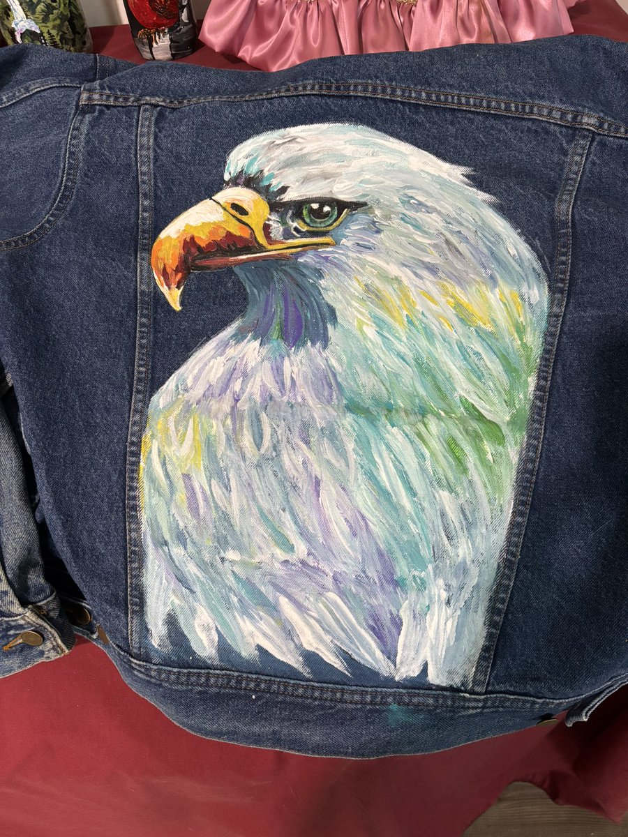 I did a eagle painting on back of a Jean jacket it is for sale