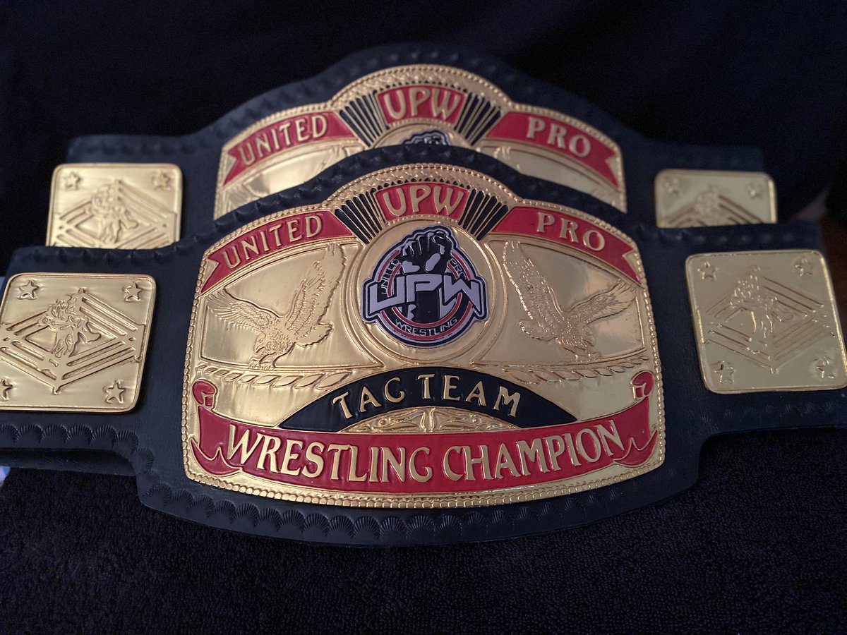 UPWPro's tweet image. In case ya missed it on Facebook or Instagram. Here you go! The official championship belts of United Pro Wrestling! #UPWPro
