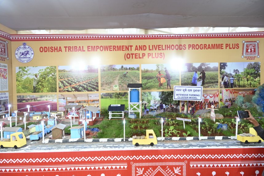 scstdevdept's tweet photo. Like previous years, OTELP PLUS participated in Adivasi Mela 2025 with a new theme 'Intensive Farming Cluster ' (IFC). IFC is an innovative approach taken up by OTELP PLUS since  the year 2022-23 for multiplication of farmers income in all weather cropping systems in kharif , rabi and summer. Under the IFC, agriculture clusters have been developed in continuous patches covering solar based borewell irrigation system with overhead tank in the field for assured irrigation round the year. Besides, market linkage of the horticulture produces , solar cold rooms, Multi skill training hubs, livestock rearing units are also being integrated with the IFC.#AdivasiMela2025  #OTELPPLUS #IntensiveFarmingCluster
#IFC #AgriculturalInnovation #FarmerEmpowerment
#SustainableAgriculture #WeatherResilientFarming
#MarketLinkage #SolarBasedIrrigation
#TribalDevelopment