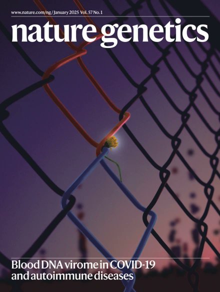 YukinoriOkada (@okada_yukinori) on Twitter photo Happy to see our Blood DNA virome🩸🦠project featured as cover art📰🖼️in <a href="/NatureGenet/">Nature Genetics</a>. String entangled in wire mesh🧶🗑️represents endogeneous herpes virus integrated in human genome🦠🧬😃.
nature.com/ng/volumes/57/… Happy to see our Blood DNA virome🩸🦠project featured as cover art📰🖼️in <a href="/NatureGenet/">Nature Genetics</a>. String entangled in wire mesh🧶🗑️represents endogeneous herpes virus integrated in human genome🦠🧬😃.
nature.com/ng/volumes/57/…