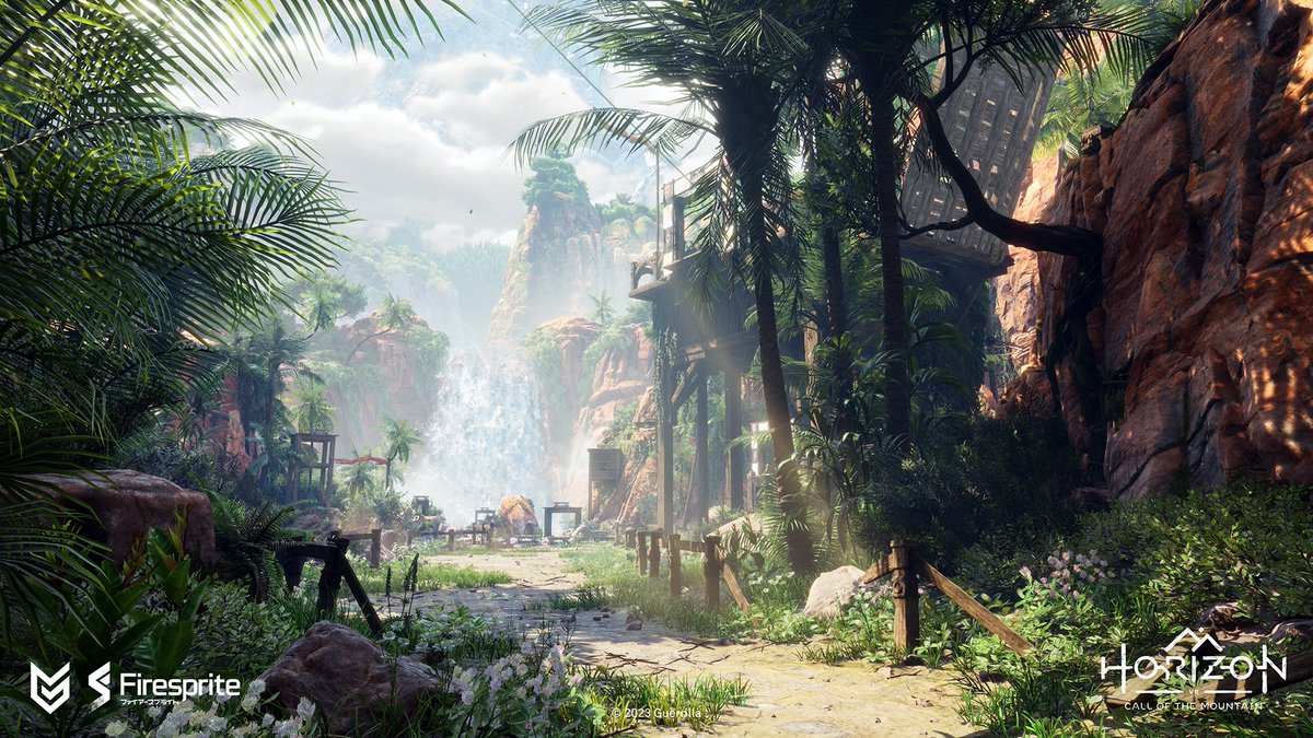 FirespriteGames's tweet photo. This Horizon Call of the Mountain concept art highlights the feeling of being entirely immersed in the majesty of nature as you journey through this dangerous and magnificent world. https://t.co/Tllau2VaHP