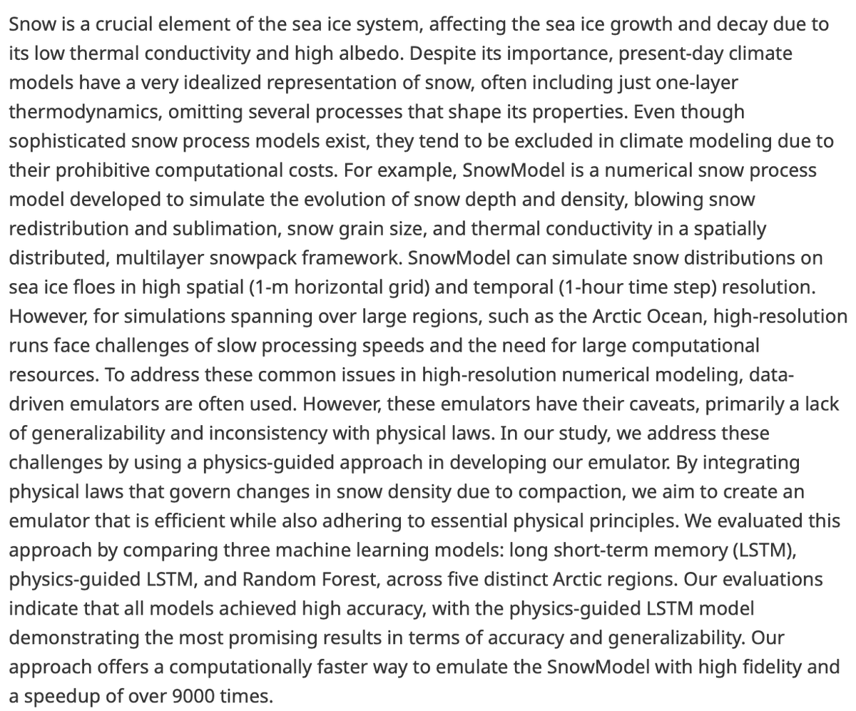 EnvDataScience's tweet photo. Recently published:

Modeling snow on sea ice using physics-guided machine learning

👉 https://t.co/NxqyguysVJ

By @ayushprd, @IoMerk &amp; @AleksiNummelin

#emulator #physicsguidedml #MachineLearning #SnowModel #SnowOnSeaIce #ClimateChange #ClimateModelling https://t.co/W87dpo1PKU