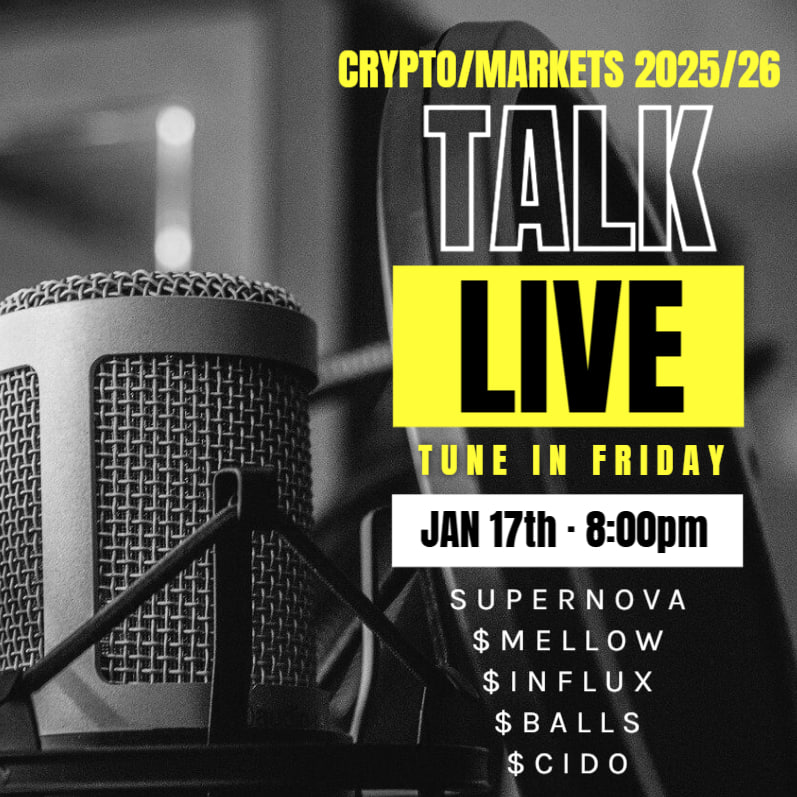 🎙 CURRENT #MARKETS, WHAT'S NEXT FOR 2025? - (LIVE #SPACES 8PM UTC - 17/01/2025)

📌 Spaces Link: x.com/i/spaces/1OwGW…

🔊We have multiple speakers coming on stage to give their views/experiences!

💬 We deep dive what's happening right now, Trump about to walk into power,
