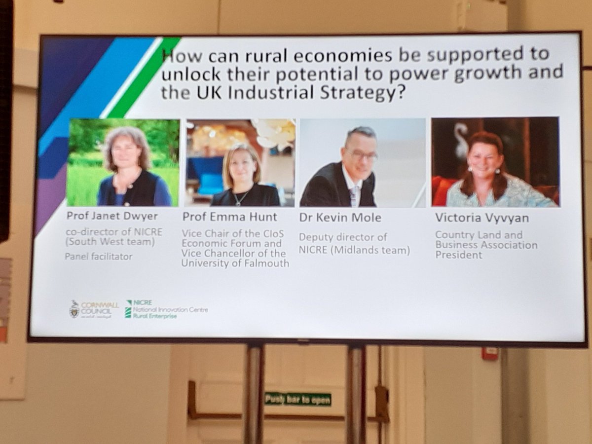 National Innovation Centre for Rural Enterprise (@nicrerural) on Twitter photo How can #rural economies be supported to unlock their potential to power #Growth and the UK Industrial Strategy? Janet Dwyer <a href="/CCRI_UK/">CCRI</a> Emma Hunt <a href="/FalmouthUni/">Falmouth University</a> <a href="/kevinfmole/">Kevin Mole</a> <a href="/ERC_UK/">Enterprise Research Centre (ERC)</a> and Victoria Vyvyan <a href="/CLAtweets/">Country Land & Business Assn</a> discuss to round off our event with <a href="/CornwallCouncil/">@cornwallcouncil</a> How can #rural economies be supported to unlock their potential to power #Growth and the UK Industrial Strategy? Janet Dwyer <a href="/CCRI_UK/">CCRI</a> Emma Hunt <a href="/FalmouthUni/">Falmouth University</a> <a href="/kevinfmole/">Kevin Mole</a> <a href="/ERC_UK/">Enterprise Research Centre (ERC)</a> and Victoria Vyvyan <a href="/CLAtweets/">Country Land & Business Assn</a> discuss to round off our event with <a href="/CornwallCouncil/">@cornwallcouncil</a>