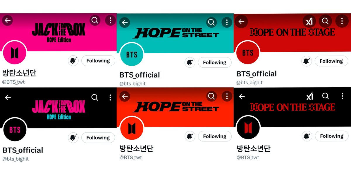 winnttaebear's tweet image. JACK                HOPE ON             HOPE 
IN THE                THE                 ON THE
BOX                  STREET              STAGE