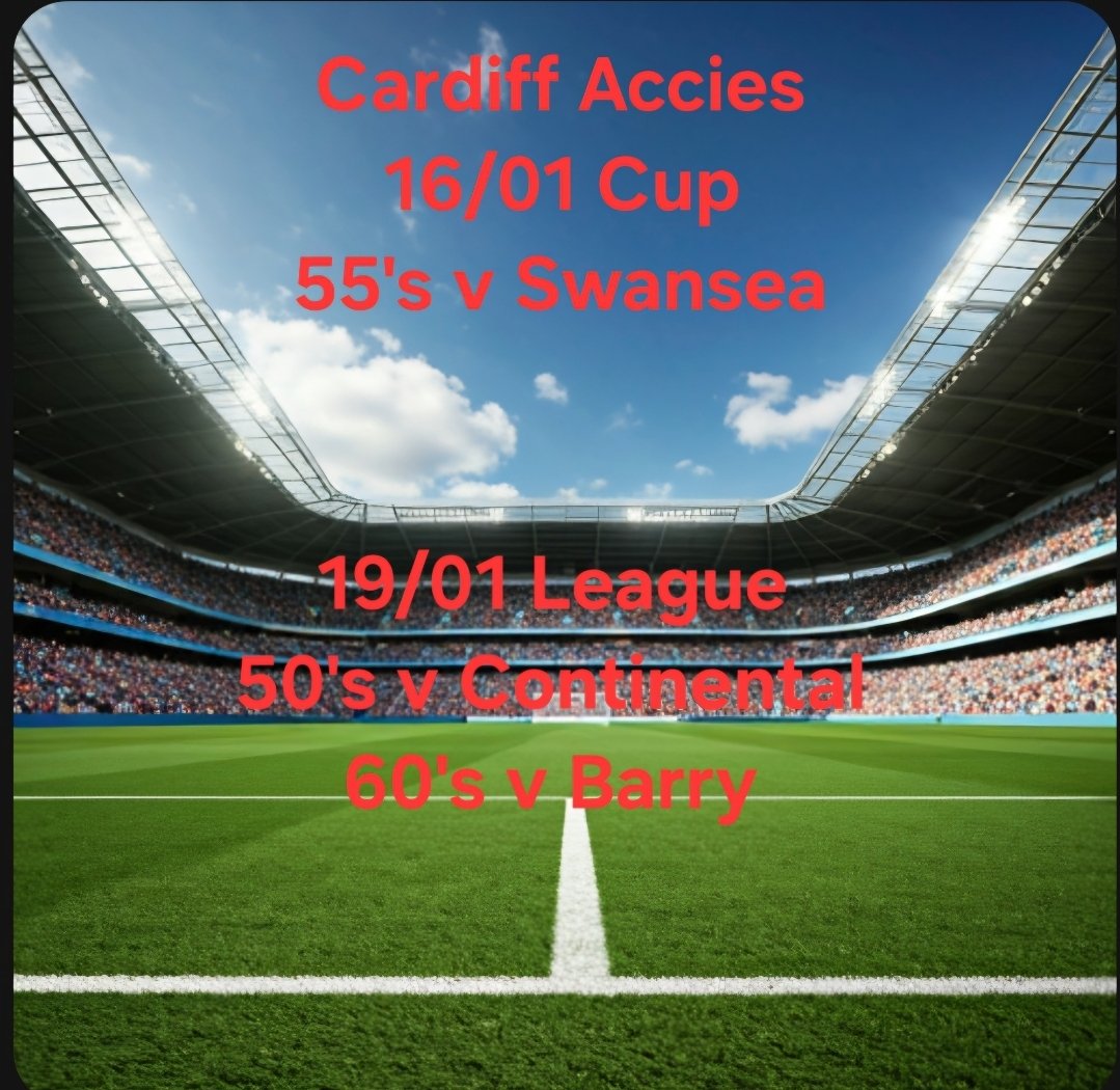 55's in Cup action Thursday v Swansea. On Sunday, League fixtures for the 50's,  home to Continental and 60's, are away to Barry. Good luck all 3 squads.
