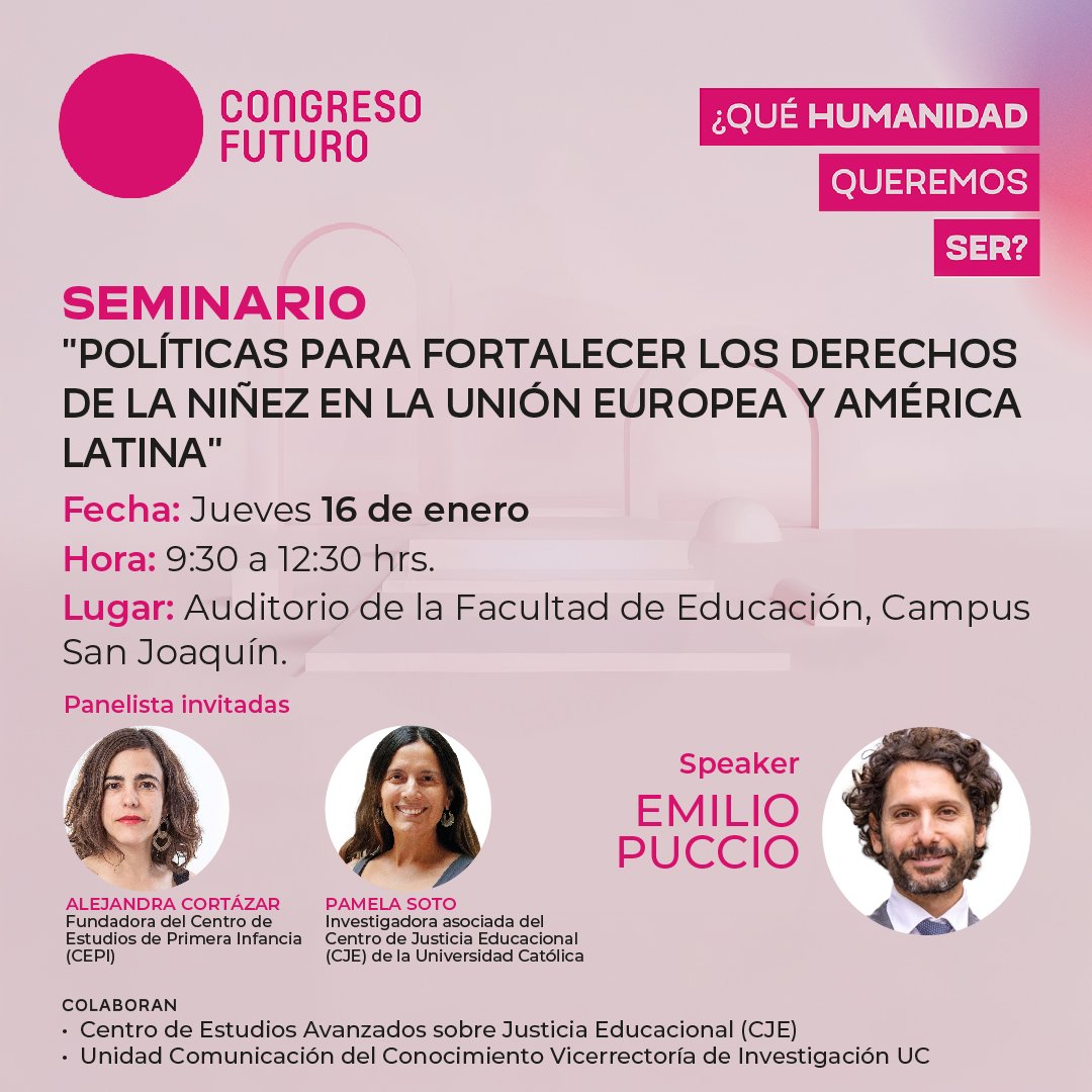 Hoy, a las 09:30 hrs., subse Claudia Lagos participará en el seminario Políticas para fortalecer los derechos de la niñez en la Unión Europea y América Latina, parte del #CongresoFuturo2025. Se abordarán políticas públicas del norte y sur global.
youtube.com/@congreso.futu…