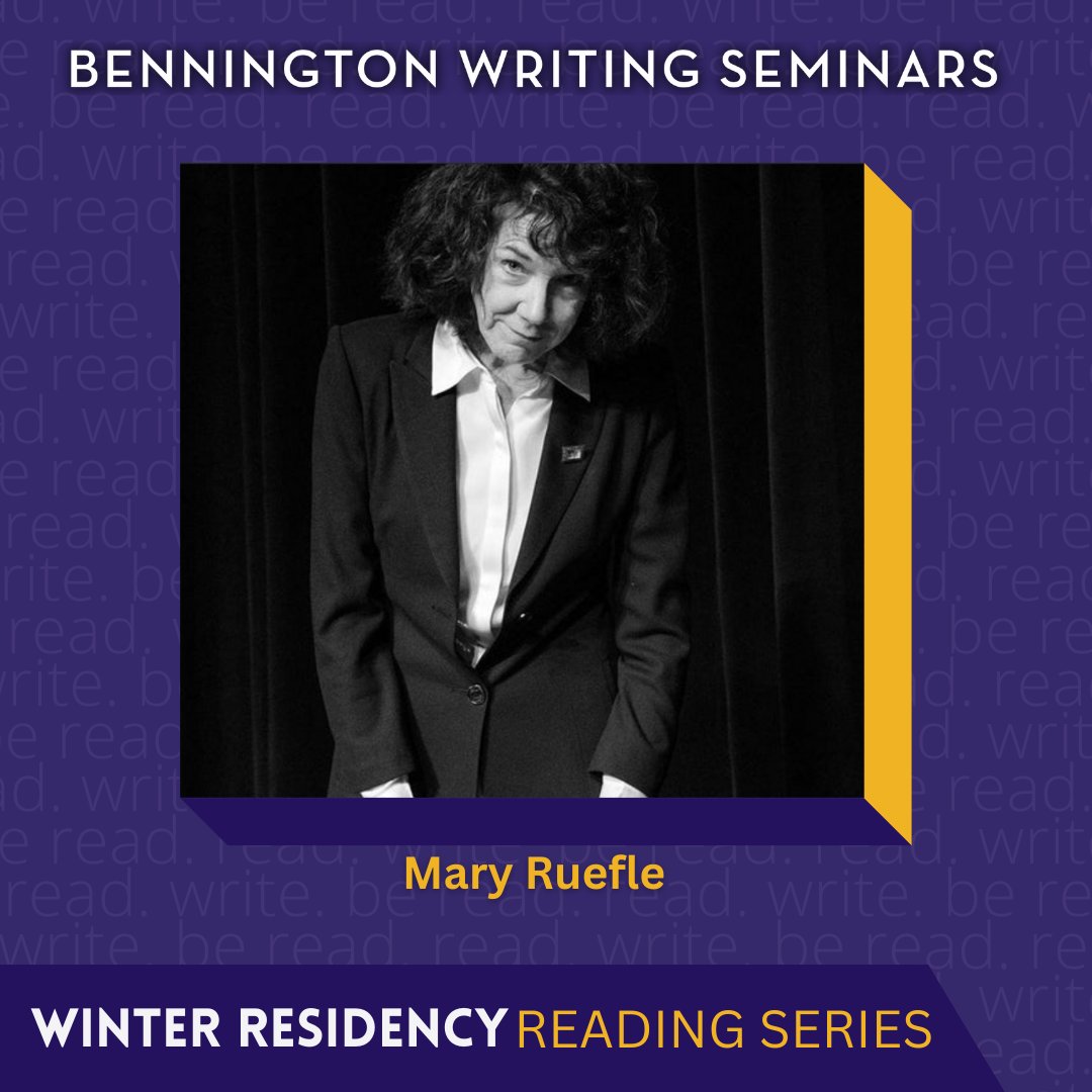 Tonight at 7:30 PM (please note the later start time), the Writing Seminars presents a special evening with poet, fiction writer, and critic Mary Ruefle as part of the Writers Reading series: 

bennington.edu/events/2025-01…

Photo by Libby Lewis Photography.