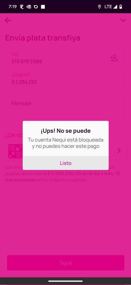 LEONEIRA81's tweet photo. @Nequi, ni hacer transacciones por la app, ni retirar, ni mierda. ¿Cuánto tiempo más tengo que esperar que se les de la P... gana de dejarme usar mi dinero como se me de la gana? https://t.co/04WTvvUqVL