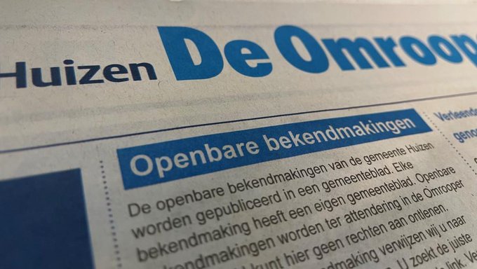 Gemeente_Huizen's tweet photo. De Omrooper en de openbare bekendmakingen van 16 januari. https://t.co/vy1kRn1pMV https://t.co/O5ef7nQ5iS
