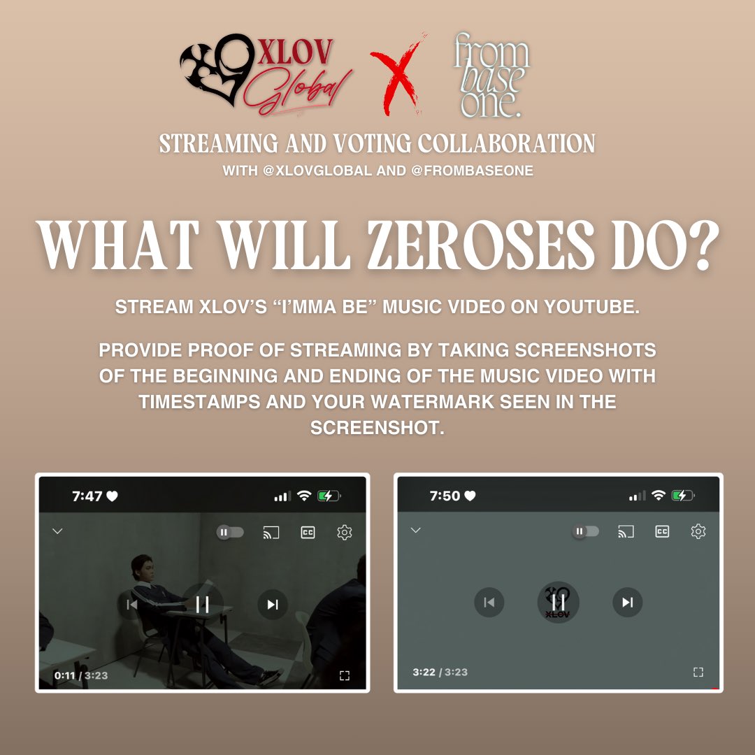 250116 — collaboration 🫂

We are happy to announce that we, <a href="/xlovglobal/">XLOV GLOBAL</a>, will be having a streaming and voting collaboration with <a href="/frombaseone/">ZB1 STREAMING BASE</a>! 

EVOLs : Vote for ZEROBASEONE on this DuckAD poll! Don’t forget to reply with your voting proofs here and under frombaseone’s tweet!