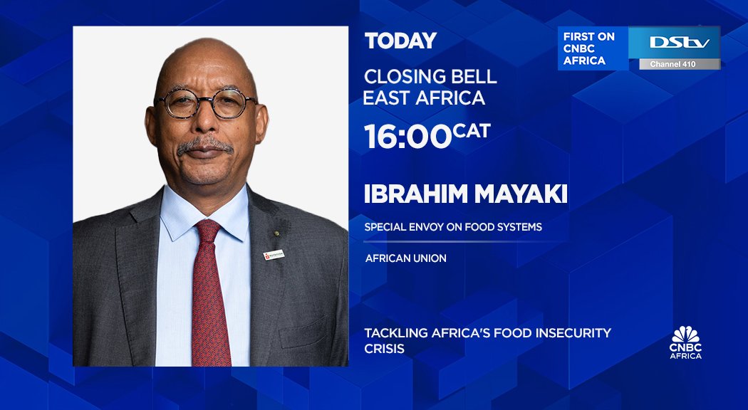 [WATCH] Today on #CBEA: Tackling Africa's food insecurity crisis. We're joined by Ibrahim Mayaki (<a href="/NEPAD_Mayaki/">Ibrahim Mayaki</a>), Special Envoy on Foods System, African Union, for more.

📺Tune in at 16h00 CAT on #DSTV410.