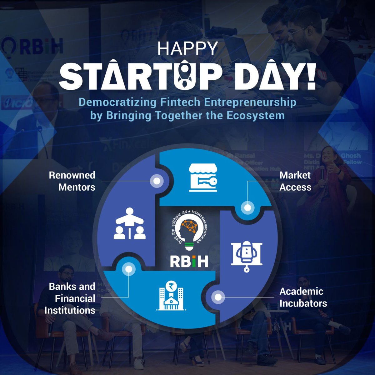 On #NationalStartupDay, join us in democratizing fintech entrepreneurship! We bring together startups, banks, investors and industry mentors and drive venture creation to enable Frictionless Finance for A Billion Indians. 
Stay updated: lnkd.in/gqYZwRp2