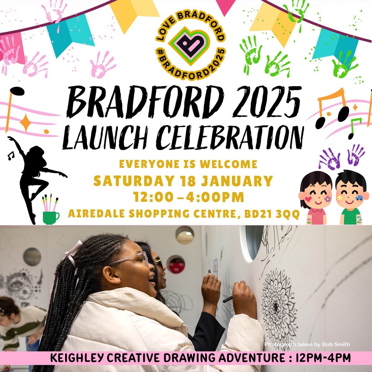 We are so excited for the Bradford 2025 Launch Celebration in Keighley tomorrow! Are you coming along!?
TOMORROW- Airedale Shopping Centre from 12pm-4pm. Everyone is welcome!
#keighley #keighleycreative #Bradford2025 #launch