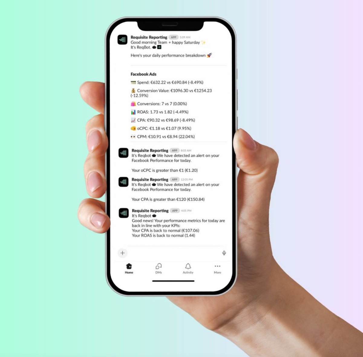 cloblueee's tweet photo. I’ve been offering completely custom Slack notifications for each and every Requisite Reporting customer... feedback has been 10/10

Thinking of rolling this out wider, whether brands are using the Requisite platform or not? Reckon brands would want it? https://t.co/emI7w14UdH