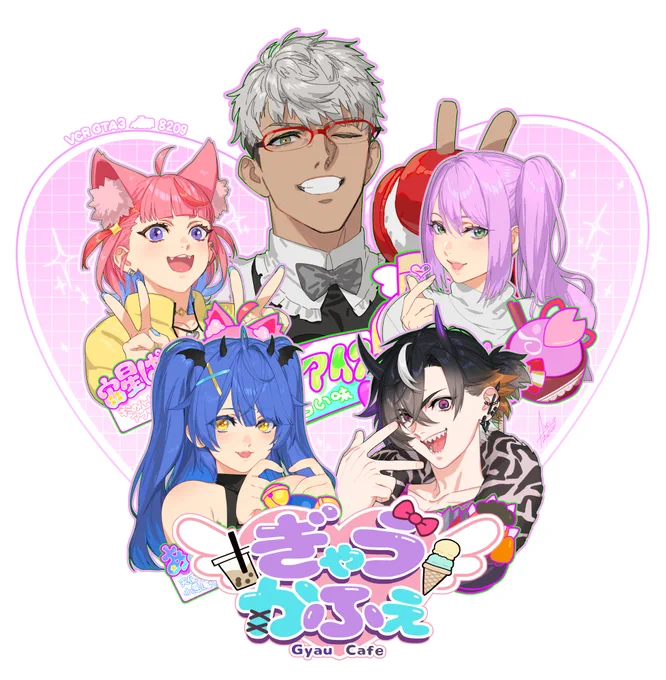 VCRGTA3では毎日ぎゃうかふぇを楽しく観させていただいておりました～～!の絵。 アゲ～～↑↑↑! (ぜんいんはかけなかった!!)#VCRGT絵 #アランの画廊 #おえかき氷 #リツキあーと #絵こころ #鬼ヶ谷展 
