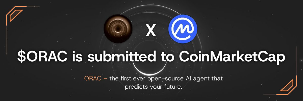 We have just submitted a listing request for $ORAC on CoinMarketCap.

🏷️ Listing application ID: 1055578
🖇️ CMC Dexscan URL:
 coinmarketcap.com/dexscan/solana…