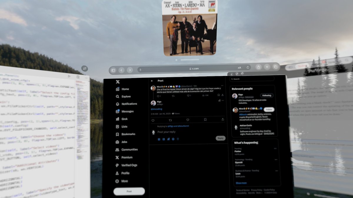 imcoding's tweet photo. @f0go @bourbonni Son útiles y se justifican si viajas seguido(?)
Los uso principalmente como Virtual Display para Mac y multitarea entre Vision/Mac. También para CADs, entretenimiento (películas, YouTube), probé juegos pero no me atrapó como el Quest.
Con el tiempo, generas cierta dependencia 🙃 https://t.co/ZrhgLf7x6e
