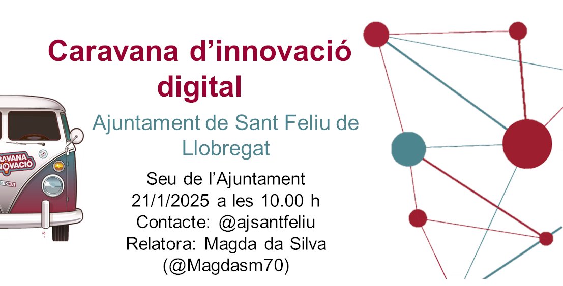 municipidigital (@municipidigital) on Twitter photo 📢 La #CaravanaInnovació no para 🚐! Propera parada 🚏: <a href="/ajsantfeliu/">Ajuntament de Sant Feliu de Llobregat</a>! La <a href="/Magdasm70/">Magda da Silva</a> en serà la relatora 🎙️ 🫶. La iniciativa innovadora: "Testatge de tràmits amb la ciutadania" #Experiènciaciutadana #InnovacióPública 🚀. T'ho perdràs? 😉 📢 La #CaravanaInnovació no para 🚐! Propera parada 🚏: <a href="/ajsantfeliu/">Ajuntament de Sant Feliu de Llobregat</a>! La <a href="/Magdasm70/">Magda da Silva</a> en serà la relatora 🎙️ 🫶. La iniciativa innovadora: "Testatge de tràmits amb la ciutadania" #Experiènciaciutadana #InnovacióPública 🚀. T'ho perdràs? 😉