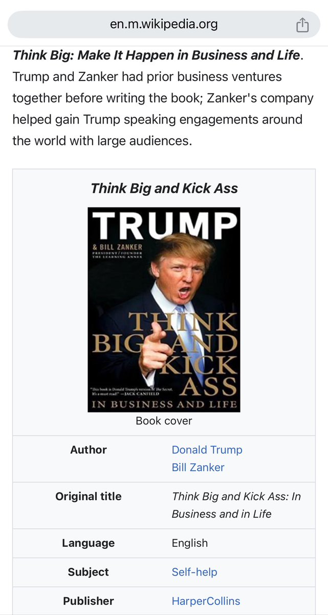 TRUMP’s ( Think Big ) Book’s information on Wikipedia.

This is a Movement, a vision and a unique Narrative!

Read more 👇

en.m.wikipedia.org/wiki/Think_Big…