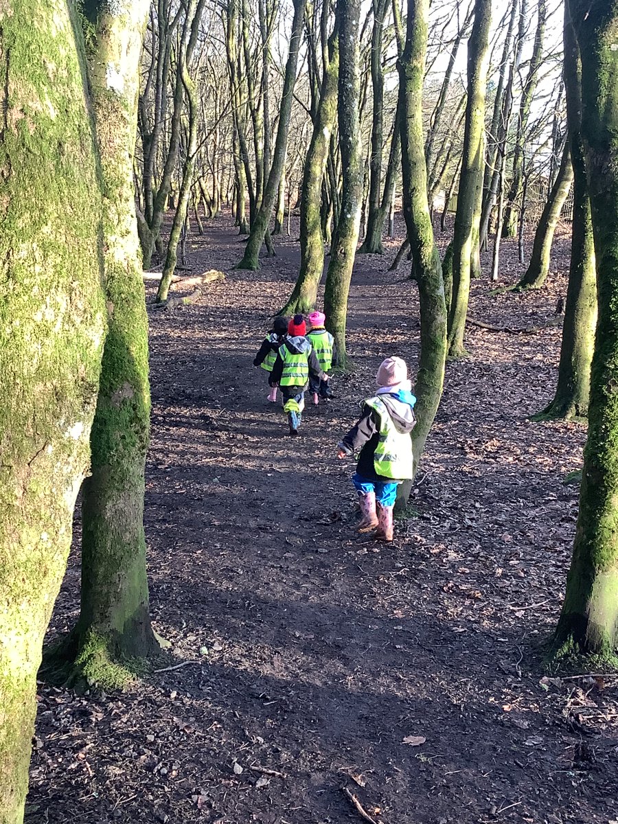DeansNorth's tweet photo. "Look lots of circles" 
We explored the woodlands on our morning walk. The children chose which direction we went and they chose to go and find some water. The children threw stones in the water creating "circles". Active Alexa gives us all a thumbs up! https://t.co/9B9qELKgZp